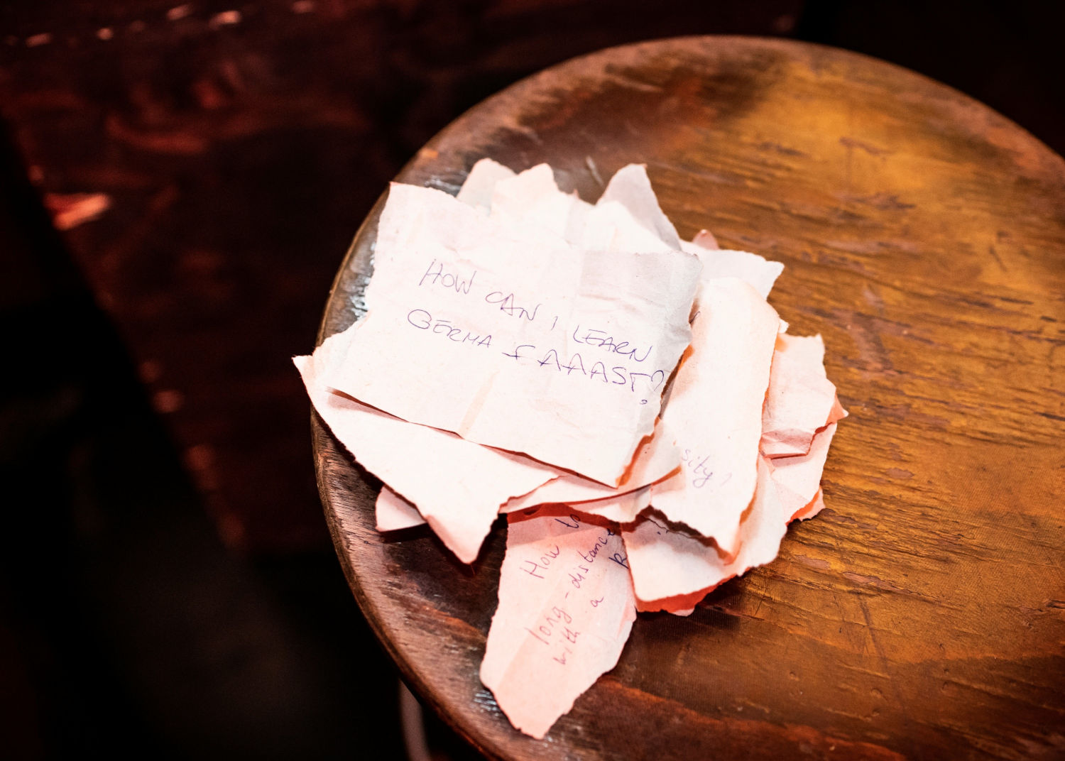 Single comedy bits noted on paper